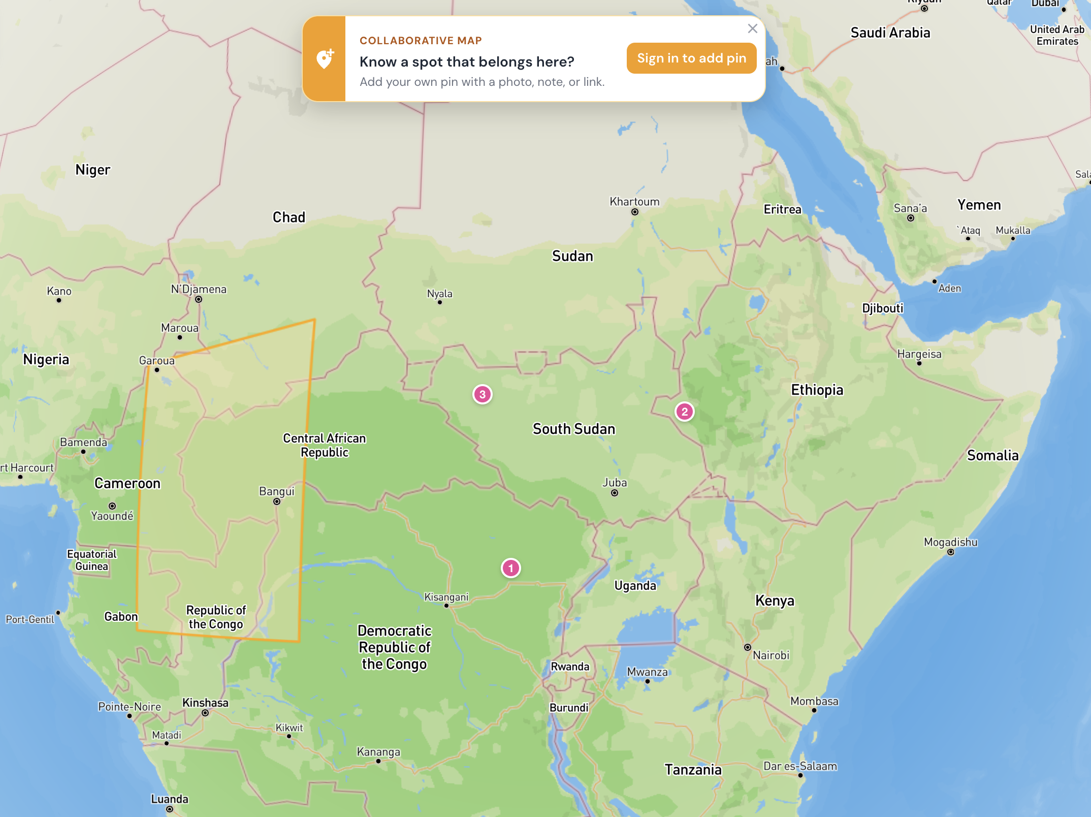 Collaborative maps with multi-contributor pins and side-by-side comparison